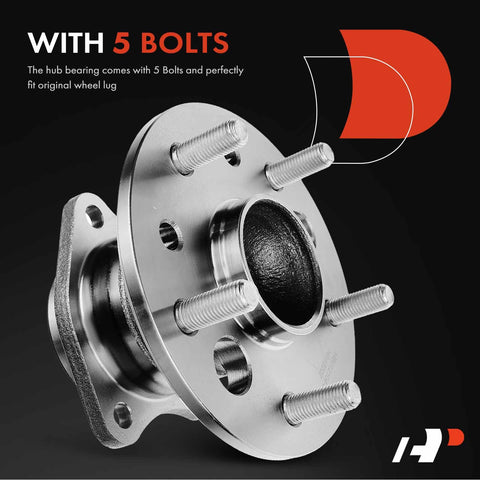 2-Pack Rear Wheel Bearing And Hub Assembly With ABS For Toyota Camry, Highlander, Avalon, Solara, Lexus ES300 - front view with 5 bolts