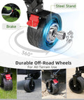 Collapsible Utility Wagon With Extra Deep Seven Cubic Feet Of Space 400 Pound Capacity Heavy Duty Foldable Beach Cart wheel features.
