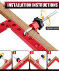 Corner Clamps For Woodworking 4 Pack 5.5 Inch Aluminum Alloy showing installation with 90 degree positioning tool.