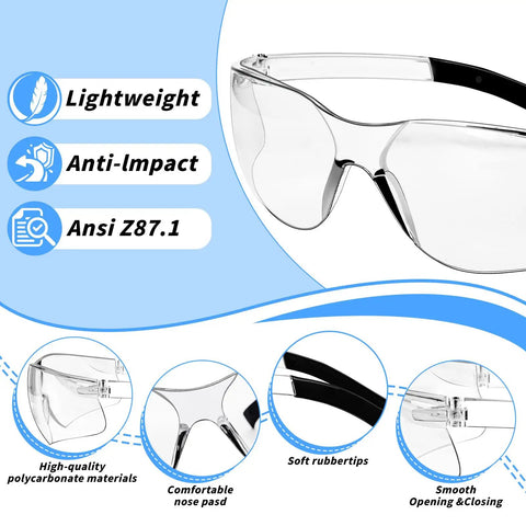 One Hundred Ten Pairs Bulk Safety Glasses Made For The Crew Featuring Ansi Z Eight Seven Point One Approval With Scratch Proof Clear Lenses, lightweight design and anti-impact features.
