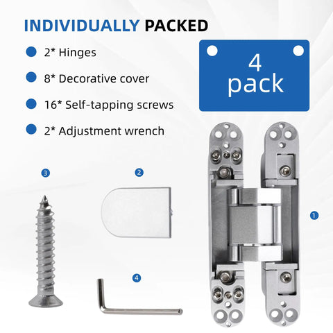 2 Pack 6 Inch Hidden Door Hinges Heavy Duty Matte Silver Zinc Alloy Smooth Swing Built Like A Tank For Interior Doors And Cabinets Pain Free Install Solid Hardware You Can Really Trust Today with screws and wrenches.