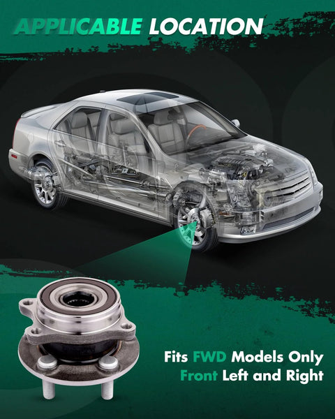 Front Wheel Hub Bearing Assembly 5 Lug Replacement No ABS For Toyota Prius 2010 2015, Lexus CT200h 2011 2017, Prius Plug In 2012 2015