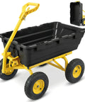 Beefy Garden Dump Cart With 1400LB Capacity for Lawn and Landscaping Towable Utility Wagon with Quick Release Dump Bed