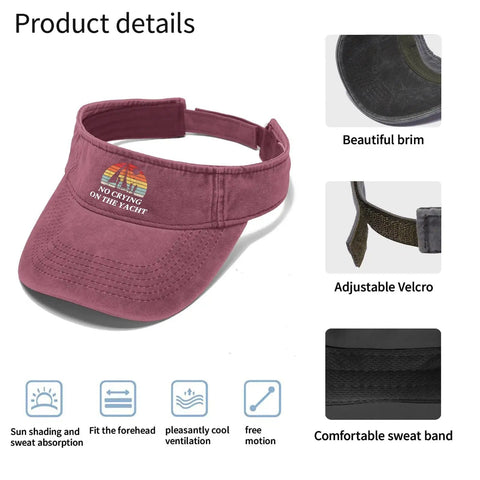 Cooling Humor Cap For Men Adjustable Visor Hat Deep Rose with detailed brim, Velcro strap, and sweat band for comfort.