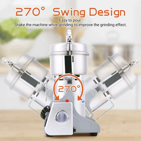 Electric Grain Mill Grinder 1800W High Speed Dry Grinding 36000 RPM with 270-degree swing design