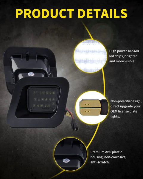 Bright White Smoke Lens LED License Plate Lights Replacement Kit for Dodge RAM 1500 2500 3500 Pickup Trucks product details