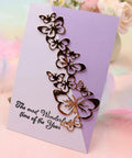 Greeting card with attached Butterfly String Dies For Card Making And Scrapbooking Dope Hollow Frame Metal Dies Embossing Tool.