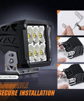 2 Pack 4 Inch LED Pod Lights 120W Each 13500LM Beast Bright Flood Beam 120 Degree dual lock mounts installation