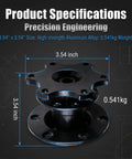 Universal Quick Release Steering Wheel Hub Adapter Kit With Anti Theft Six Bolt Boss Plate dimensions 3.54 inch, aluminum alloy construction.