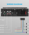 Back view wiring diagram of 12V Marine Bluetooth Receiver Stereo for Boats Single DIN In Dash Radio With Digital LCD USB SD MP3 RCA AM FM Remote