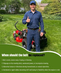 Man with lawn mower, checklist for V Belt Replacement For Timecutter 34In Riding Mowers 75730TA 75734 77301