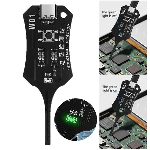 Inductance Tester With Green Indicator Light Type C Powered One Button Detection Tool for PCB Repair and Fault Location