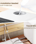 No Plumbing Headache Game Changer Countertop Dishwasher With Eight Knockout Clean Cycles, Slick Auto Dry Option, Timed Delay Feature, Child Proof Lock, And Compact Build Designed For Small Kitchens, Dorms, Rvs And Apartment Living showing water tank fill and faucet connection.