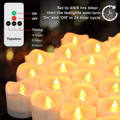 Flameless LED Candles With Remote Control, Battery Powered Fake Candles That Glow Warm Yellow With Realistic Flicker, More Than 400 Hours Run Time, Perfect For Home Decor, Weddings And Parties