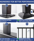 Heavy Duty Modular Deck Railing System 36 Inches High By 6 Feet Long Solid 6063 Aluminum Rails close-up of 10mm reinforced base and clean foot cover design.