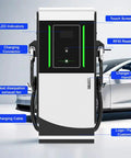 Heavy Duty Commercial DC EV Charger With Lightning Fast Charging And Plug And Play Setup For Fleets Highway Stops built tough with touch screen and charging connector.