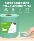 Heavy Duty Cleanroom Wipes Lint Free Cloths Jumbo Roll Extra Absorbent Towels Green 12 By 10 Inches 500 Count For Industrial Wiping