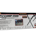 Garage Ready Auto Body Shop Stand box showing heavy duty tubular steel and 500 lb capacity