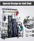 Garage Ready Golf Bag Storage Rack That Holds 3 Bags Up High With An Upper Shelf And 4 Removable Hooks The Ultimate Golf Gear Organizer
