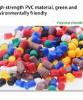 Colorful polyvinyl chloride granules showcasing high-strength PVC material, environmentally friendly, in various sizes.