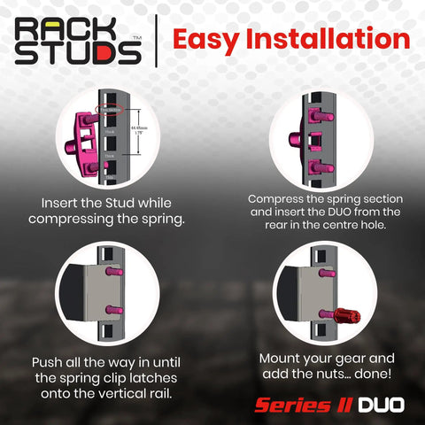 Installation steps for Zero Hassle 1RU Rack Mount System Replaces Clunky Cage Nuts And Server Rack Screws for easy server setup.