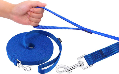 Long Dog Training Leash 15ft 20ft 30ft 50ft 100ft For Small And Medium Dogs Braided Nylon Lead With Reinforced Stitching And Nickel Swivel Clip