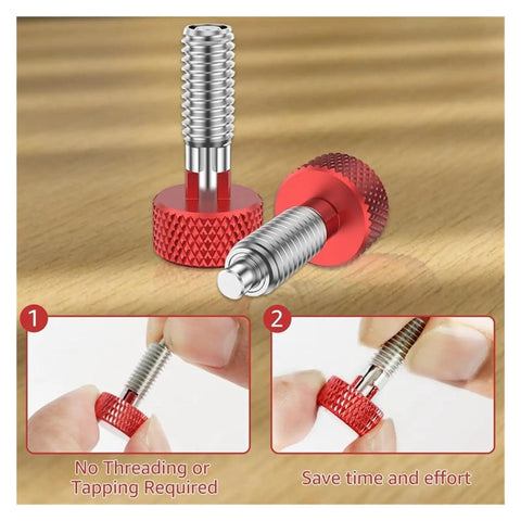Spring Plunger Quick Release Pins Kit With Knurled Stainless Handle M6 Lock Pins 4 Pieces, red knurled handle closeup