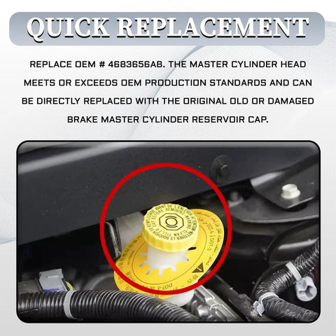 Yellow Brake Fluid Cap Replacement For Jeep Wrangler Dodge Journey Ram 1500 2500 3500 Master Cylinder Reservoir Cap OEM 4683656AB