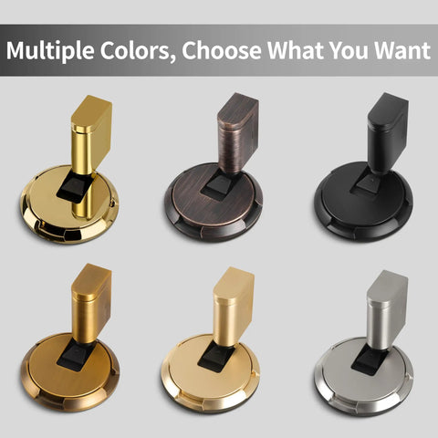 Multiple colors of No Fuss Adjustable Bottom Door Stopper With Slick Brushed Gold Finish for versatile home decor.