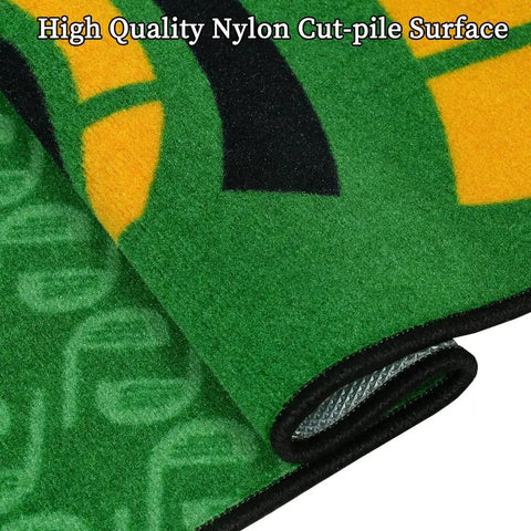 Close-up of Ten Foot By Twenty Inch Golf Putting Green Mat with Multi Distance Markers showing nylon surface and texture.