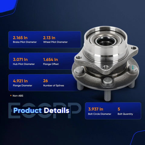 Front Wheel Hub Bearing Assembly Replacement For Toyota Prius 2004 2009 5 Lug Aluminum Alloy With Waterborne Anti Corrosive Coatings