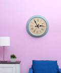 Wall clock using High Torque Quartz Clock Movement Kit With 8 Replacements, showcased in a living room setting.