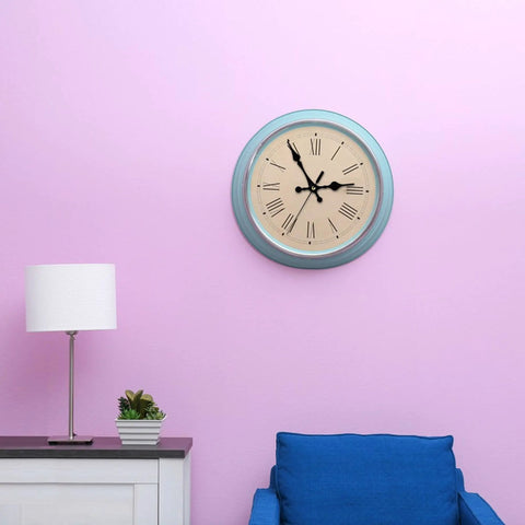 Wall clock using High Torque Quartz Clock Movement Kit With 8 Replacements, showcased in a living room setting.