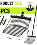 Three Pack Metal Manure Forks With Long Ergonomic Handles Heavy Duty Muck Rake dimensions and steel construction details