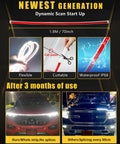 LED Hood Light Strip Exterior For Cars Waterproof Flexible DRL With Dynamic Scan Startup Hood Beam Kit Daytime Running Light For Car Truck SUV 12V 70Inch White 1 Set Weatherproof Easy Install Showroom Bright Ride Ready features