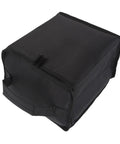 Compact black Rugged Camping Fuel Cylinder Carrier Bag For Gas Tanks And Gear, shown with Oxford cloth and sturdy handles, side view.