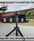 360 Degree Rotating V Yoke Rifle Rest For Shooting Sticks, Tripods And Monopods, showcasing stability at shooting range