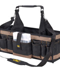 Electrical And Maintenance Tool Carrier With 43 Pockets, Two Window Pockets, removable compartments, black tote for electricians