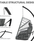 Chill Outdoor Hanging Egg Chair With Stand For Patio And Garden, Cushioned Wicker Rattan Swing Chair display of structural design