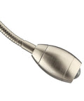 Close-up of Focus Adjustable Beam Led Floor Lamp With 15.5 Inch Gooseneck And Pull Shade, Metal Nickel Finish.