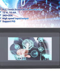 Touch Screen PLC Controller With Four Point Three Inch TFT Display 12 Inputs 10 Outputs 600MHz ARM9 CPU For Industrial Control And Factory Automation Easy Process Monitoring And Control Interface Ready To Roll showing a digital interface