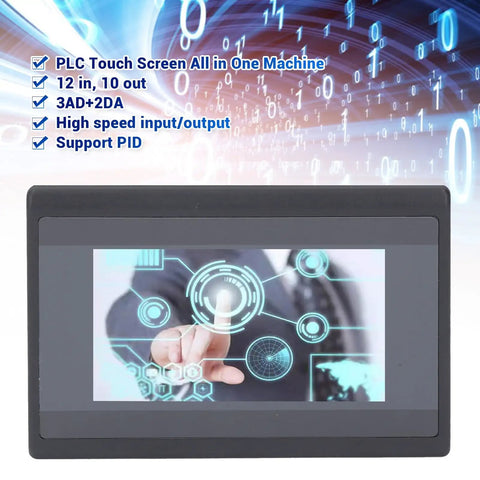 Touch Screen PLC Controller With Four Point Three Inch TFT Display 12 Inputs 10 Outputs 600MHz ARM9 CPU For Industrial Control And Factory Automation Easy Process Monitoring And Control Interface Ready To Roll showing a digital interface