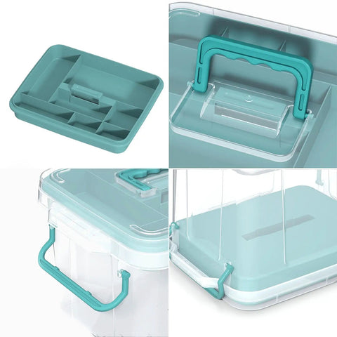 Clear Multi Layer Medicine Storage Box And First Aid Organizer for Home Office and Travel with durable plastic and handles