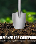 Close-up of SDS Max Shank 40Cr Steel Clay Spade Demolition Jack Hammer Bit 16.1 Inch against soil with greenery, designed for gardening.