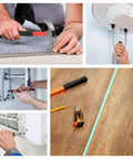 Collage of 102 Piece Home Basic Tool Kit For DIYers Essential Household Tool Set in use for various repairs and home improvement tasks