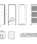Heavy Duty 42U Server Rack With Metal Mesh And Glass Doors, Rock Solid 24 By 40 Inch Network Cabinet, side view with dimensions.