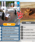 Comparison of Top Shelf 304 Stainless Steel Hex Nuts 2 Pack M16x1.5mm Fine Thread Lock Fasteners with rusty iron alternative.