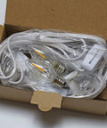 Two Pack LED Light Cords With 6 Feet White Wire And On Off Switch, C7 Candelabra Bulbs And Clips in open box
