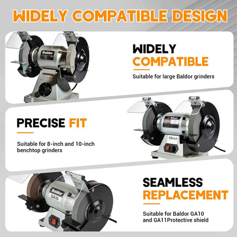 Universal Bench Grinder Safety Shields Tough As Nails Guard with acrylic covers for 8 and 10 inch grinders.