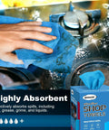 UNIMADE blue microfiber shop towels, 11x9 in, box visible